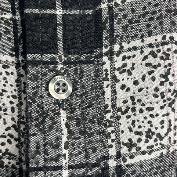 Diesel Long Sleeve Plaid Rayon Viscose Button Down Shirt Size XL Black & White - Picture 4 of 10